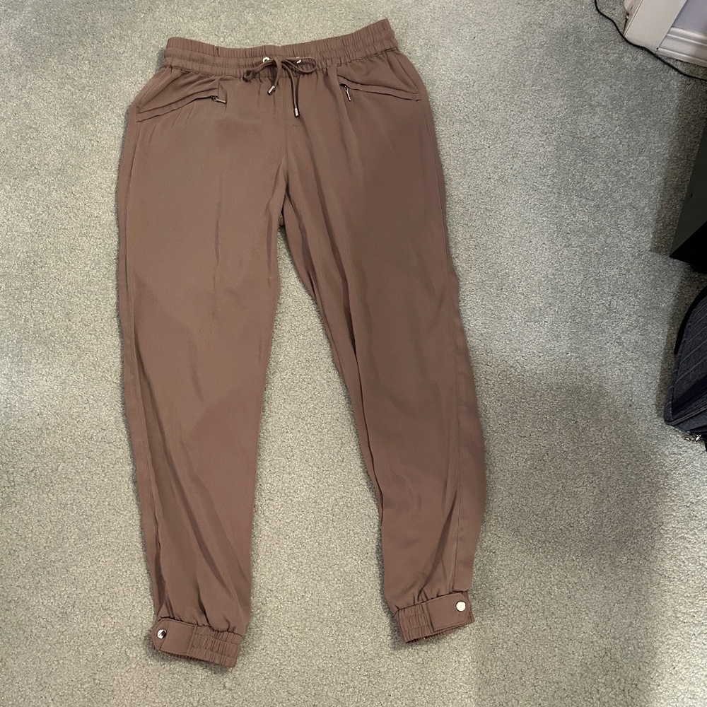 Dynamite Size S Pantalon Style Pants. Caramel coloured.  Elastic bottom cuffs.